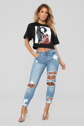 Shannon High Rise Distressed Jeans - Light Blue Wash Ins Street